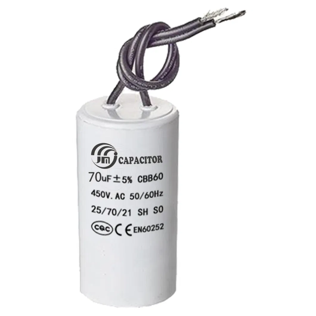 Cable Type Capacitor for Pump or AC Motor 80UF 450VAC