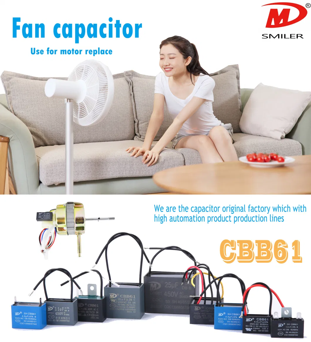Cbb61 450V 2.5UF Polypropylene Film Capacitor Fan Capacitors