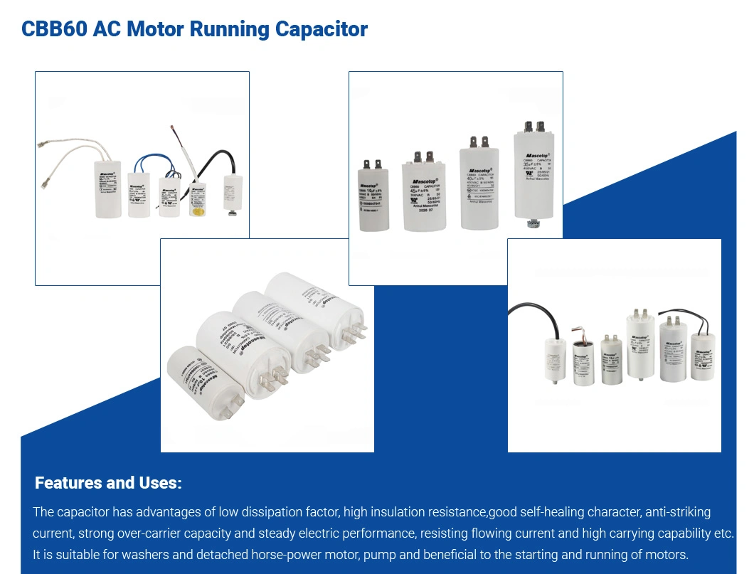Mascotop Cbb60 Motor Run Capacitor with Safety Requirement